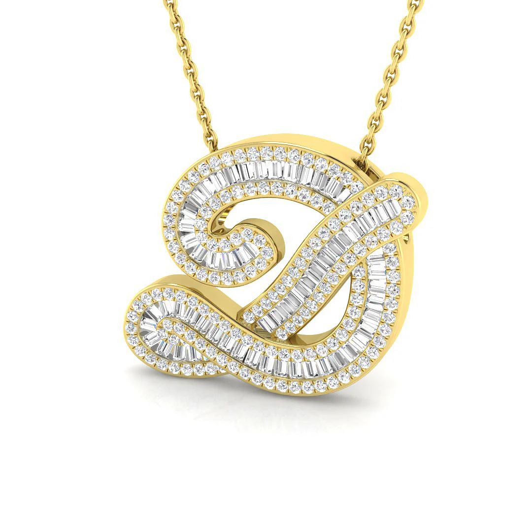 Classic Diamond Baguette Initial - Image 5