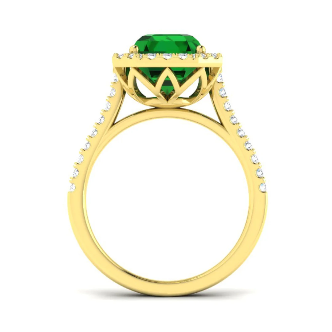Emerald Halo Diamond Ring - Image 3