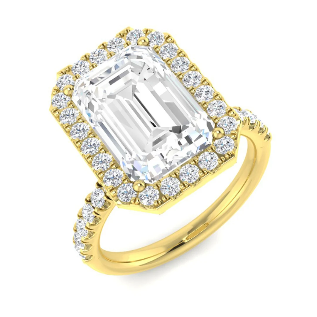 Emerald Halo Diamond Ring - Image 10