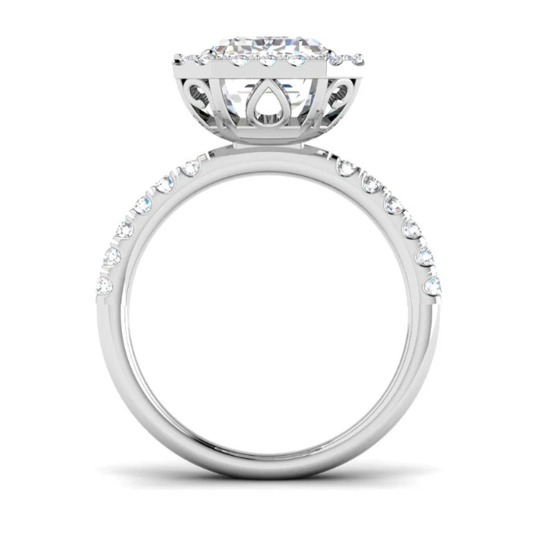 Emerald Halo Diamond Ring - Image 9