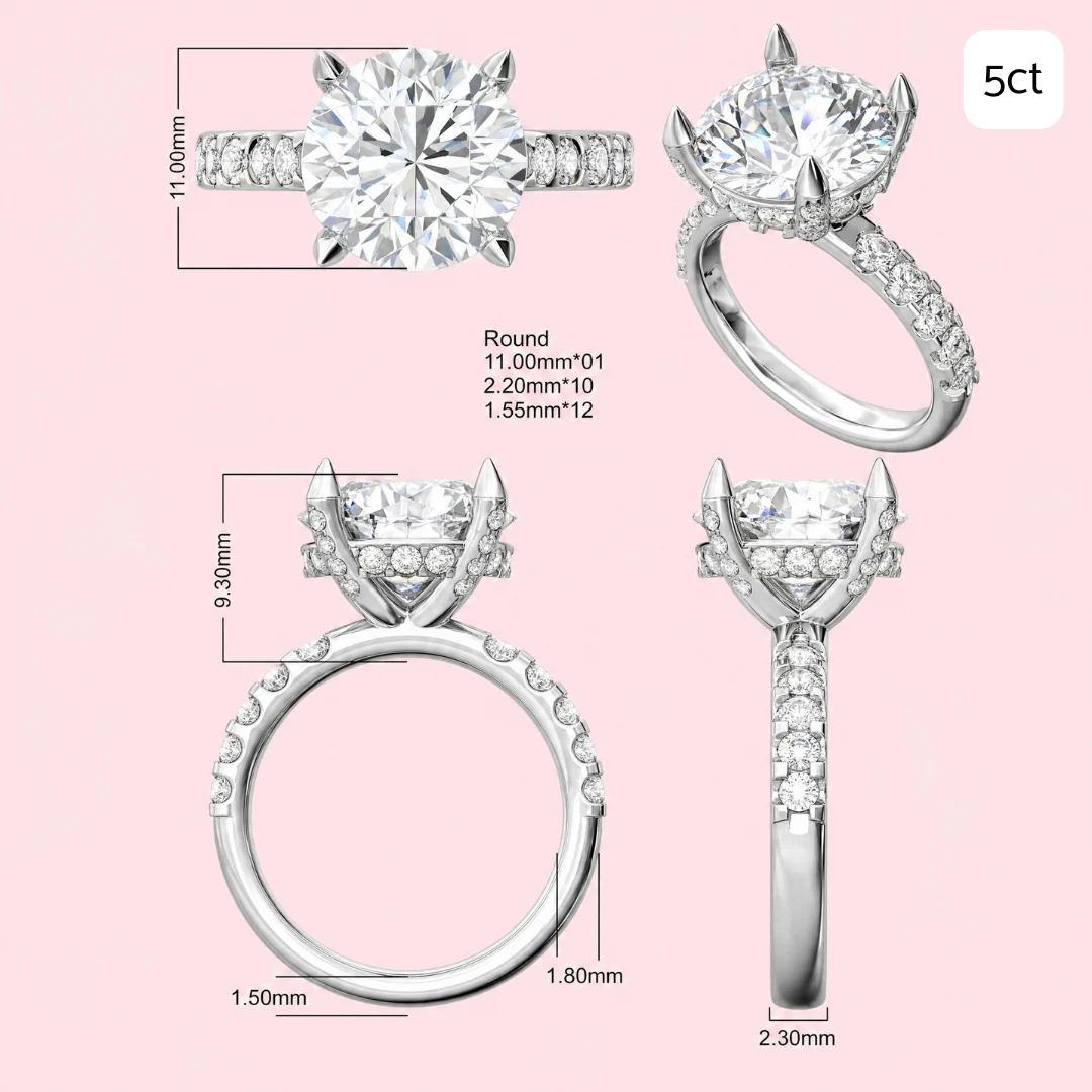 Round Halo Diamond Band - Image 12