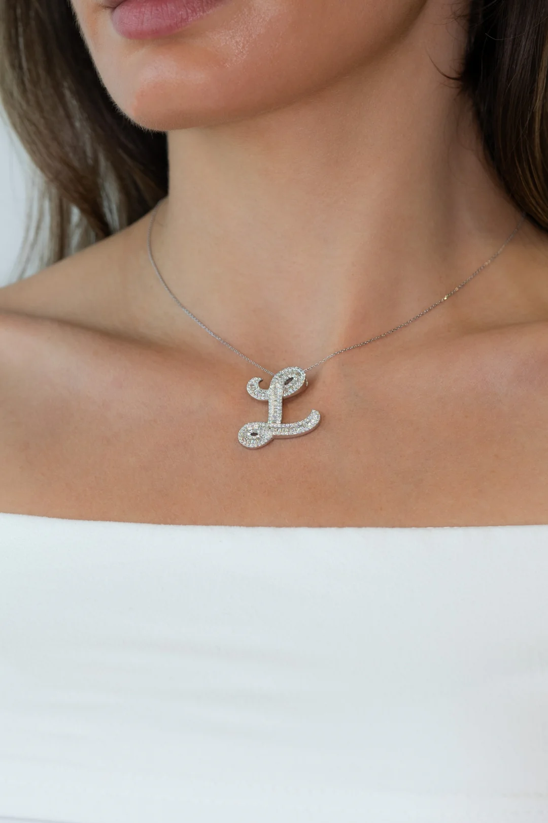 Classic Diamond Baguette Initial - Image 5